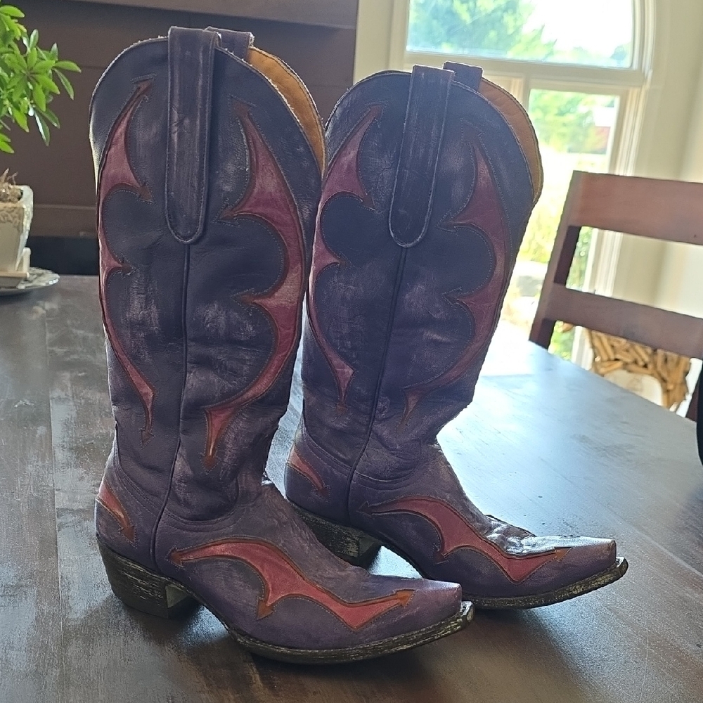 Old Gringo Purple and Red Western Cowboy Boots Size 6.5